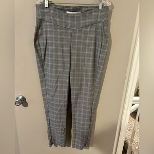 Larry Levine black and white plaid pull-on trousers